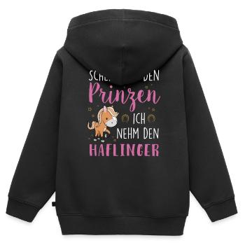 Scheiss auf den Prinzen Haflinger - Kinder Premium Organic Zip Hoodie - Schwarz - Hinten - AI Model Kid Male (0cm)