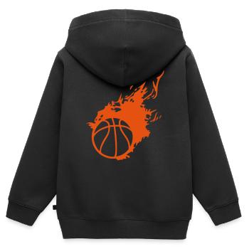 basketball Flamme fireball1 - Kinder Premium Organic Zip Hoodie - Schwarz - Hinten - AI Model Kid Male (0cm)