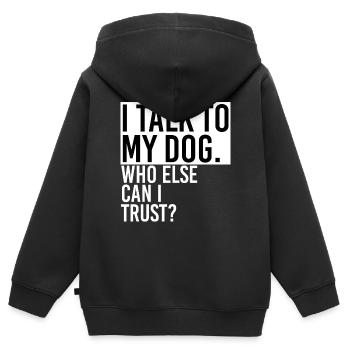 Discours avec un chien - Sweat Premium à capuche zippé enfant bio - noir - Dos - AI Model Kid Male (0cm)
