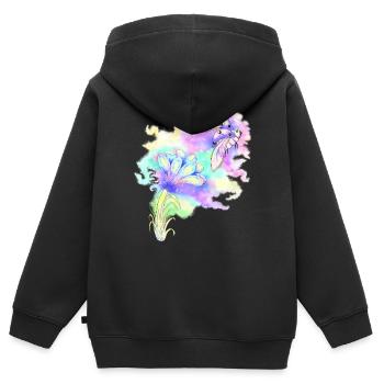 Pastell Marienkäfer Blume Design Handgezeichnet - Kinder Premium Organic Zip Hoodie - Schwarz - Hinten - AI Model Kid Male (0cm)