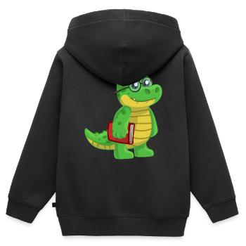 Read Alligator Schnappi - Kids Premium Organic Zip-up Hoodie - black - Back - AI Model Kid Male (0cm)