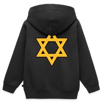 etoile david - Sweat Premium à capuche zippé enfant bio - noir - Dos - AI Model Kid Male (0cm)