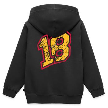 18 rayures colorées fissures numéro de parti dix-huit année complète - Sweat Premium à capuche zippé enfant bio - noir - Dos - AI Model Kid Male (0cm)