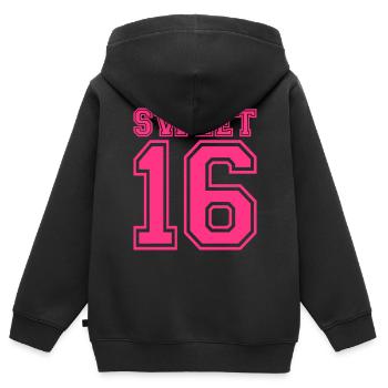 Sweet 16 - Kinder Premium Organic Zip Hoodie - Schwarz - Hinten - AI Model Kid Male (0cm)