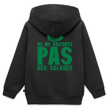 raconte pas salade expression 0 - Sweat Premium à capuche zippé enfant bio - noir - Dos - AI Model Kid Male (0cm)
