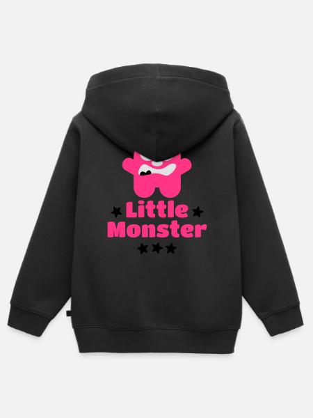 Little Monster - Kids Premium Organic Zip-up Hoodie - black