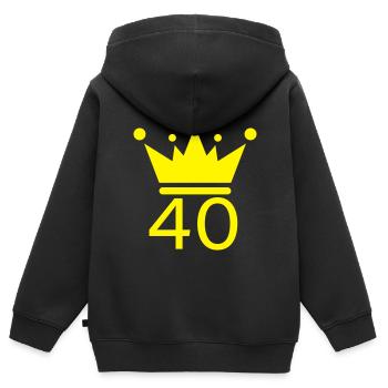 40 couronne - Sweat Premium à capuche zippé enfant bio - noir - Dos - AI Model Kid Male (0cm)