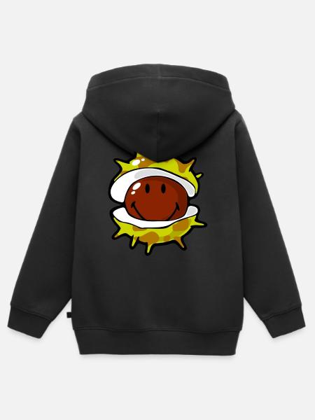 Smiley Conker - Kinder Premium Organic Zip Hoodie - Schwarz