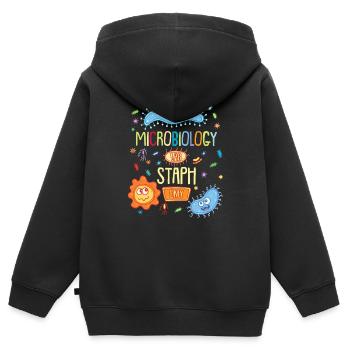 MICROBIOLOGIST: Microbiology Lab Staph Only - Kinder Premium Organic Zip Hoodie - Schwarz - Hinten - AI Model Kid Male (0cm)