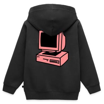 Computer - Kids Premium Organic Zip-up Hoodie - black - Back - AI Model Kid Male (0cm)
