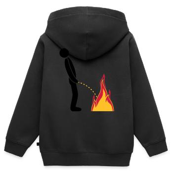 incendie éteindre les flammes logo de la brigade de pompiers chaud dans ste - Sweat Premium à capuche zippé enfant bio - noir - Dos - AI Model Kid Male (0cm)