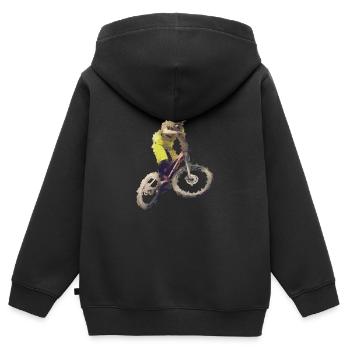 downhiller - Kinder Premium Organic Zip Hoodie - Schwarz - Hinten - AI Model Kid Male (0cm)