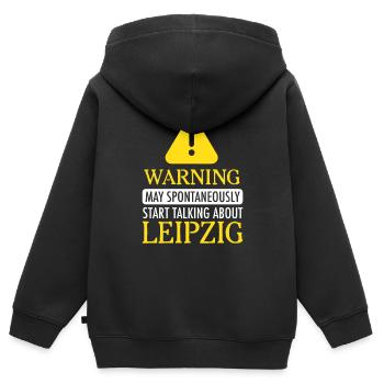ATTENTION! : Leipzig - Sweat Premium à capuche zippé enfant bio - noir - Dos - AI Model Kid Male (0cm)