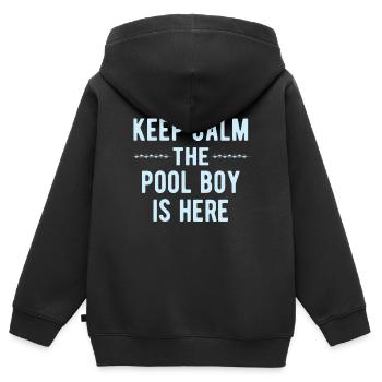 Pool Boy: Gardez votre calme - Sweat Premium à capuche zippé enfant bio - noir - Dos - AI Model Kid Male (0cm)