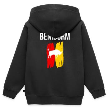 Benidorm T-Shirt - Kinder Premium Organic Zip Hoodie - Schwarz - Hinten - AI Model Kid Male (0cm)