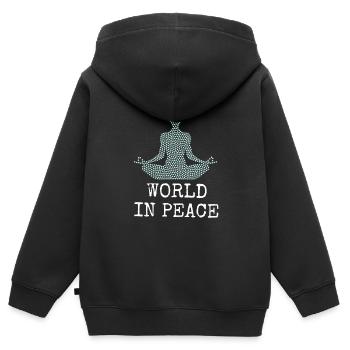 La paix dans le monde grâce au yoga - Sweat Premium à capuche zippé enfant bio - noir - Dos - AI Model Kid Male (0cm)