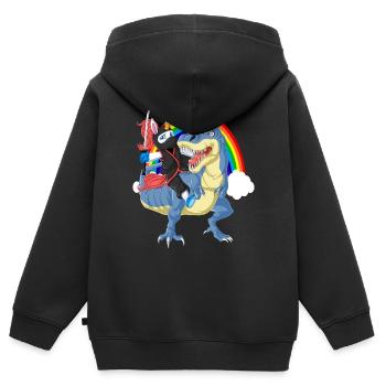 ninja licorne chevauchant un dinosaure - Sweat Premium à capuche zippé enfant bio - noir - Dos - AI Model Kid Male (0cm)