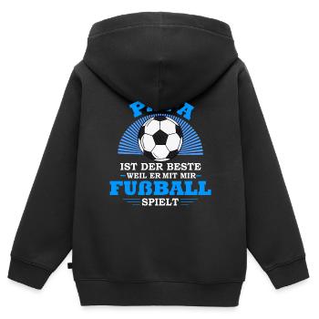 Fußball Papa - Kinder Premium Organic Zip Hoodie - Schwarz - Hinten - AI Model Kid Male (0cm)