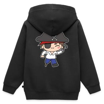 Pirat - Sweat Premium à capuche zippé enfant bio - noir - Dos - AI Model Kid Male (0cm)