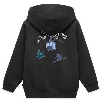 Poudreuse aux gens Scène des remontées mécaniques Skieur sur piste - Sweat Premium à capuche zippé enfant bio - noir - Dos - AI Model Kid Male (0cm)