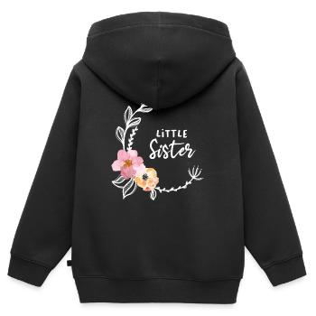 Blumenranke Kleine Schwester - Kinder Premium Organic Zip Hoodie - Schwarz - Hinten - AI Model Kid Male (0cm)