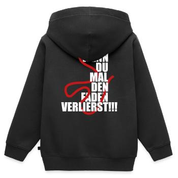 Wenn Du Mal den Faden verlierst - Kinder Premium Organic Zip Hoodie - Schwarz - Hinten - AI Model Kid Male (0cm)