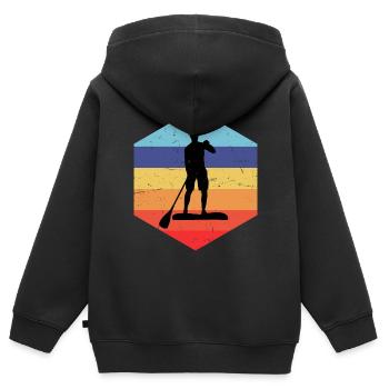 Sup Standup Paddle Paddle Garçons - Sweat Premium à capuche zippé enfant bio - noir - Dos - AI Model Kid Male (0cm)