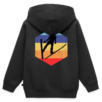Skispringer Skispringen Wintersport Skifliegen Män - Kinder Premium Organic Zip Hoodie - Schwarz - Hinten - AI Model Kid Male (0cm)