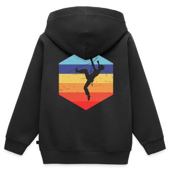 Bouldering Bouldering Escalade de bloc pour femmes - Sweat Premium à capuche zippé enfant bio - noir - Dos - AI Model Kid Male (0cm)