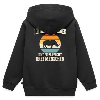 Nashorn Nashörner Tier - Kinder Premium Organic Zip Hoodie - Schwarz - Hinten - AI Model Kid Male (0cm)