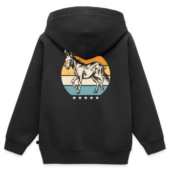 Âne Âne Animal - Sweat Premium à capuche zippé enfant bio - noir - Dos - AI Model Kid Male (0cm)