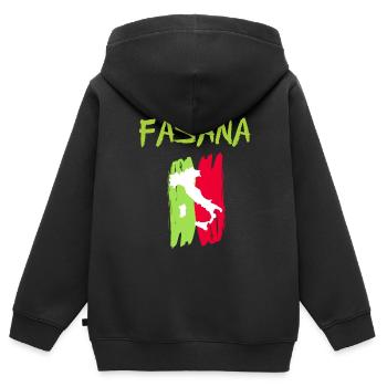 Fasana Italia - Sweat Premium à capuche zippé enfant bio - noir - Dos - AI Model Kid Male (0cm)