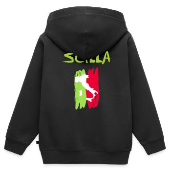 Scilla Calabria Scilla Kalabrien Souvenir - Kinder Premium Organic Zip Hoodie - Schwarz - Hinten - AI Model Kid Male (0cm)