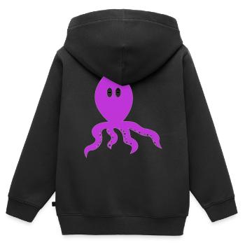 thinking squid - Kids Premium Organic Zip-up Hoodie - black - Back - AI Model Kid Male (0cm)