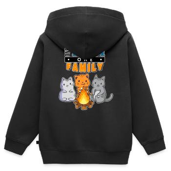 équipe famille chat camping enterrement de vie de jeune fille animal - Sweat Premium à capuche zippé enfant bio - noir - Dos - AI Model Kid Male (0cm)