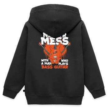 Guitare Basse Basse Instrument - Sweat Premium à capuche zippé enfant bio - noir - Dos - AI Model Kid Male (0cm)
