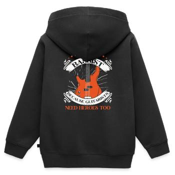 Guitare Basse Basse Instrument - Sweat Premium à capuche zippé enfant bio - noir - Dos - AI Model Kid Male (0cm)