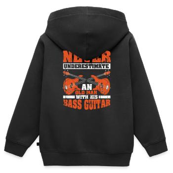 Guitare Basse Basse Instrument - Sweat Premium à capuche zippé enfant bio - noir - Dos - AI Model Kid Male (0cm)