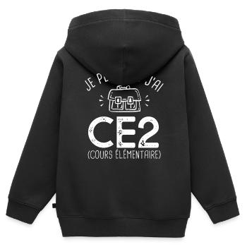 je peux pas j ai CE2 rentréee des classes école - Sweat Premium à capuche zippé enfant bio - noir - Dos - AI Model Kid Male (0cm)