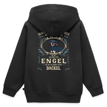 Dackel Dachshund Hund Hundehalter - Kinder Premium Organic Zip Hoodie - Schwarz - Hinten - AI Model Kid Male (0cm)