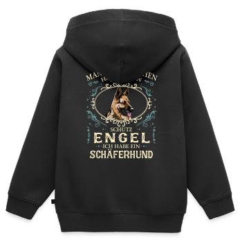Deutscher Schäferhund Hund Hundehalter - Kinder Premium Organic Zip Hoodie - Schwarz - Hinten - AI Model Kid Male (0cm)