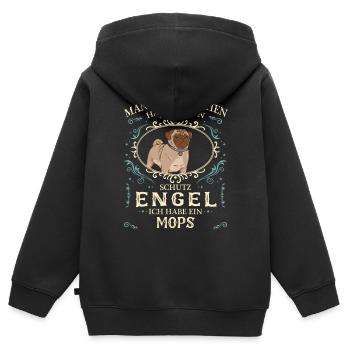 Mops Möpse Hund Hundehalter - Kinder Premium Organic Zip Hoodie - Schwarz - Hinten - AI Model Kid Male (0cm)