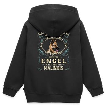 Malinois Hund Hundehalter - Kinder Premium Organic Zip Hoodie - Schwarz - Hinten - AI Model Kid Male (0cm)