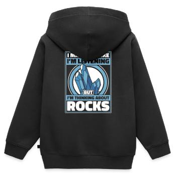 Géologie Géologue Roches Pierre Géo Minéral - Sweat Premium à capuche zippé enfant bio - noir - Dos - AI Model Kid Male (0cm)