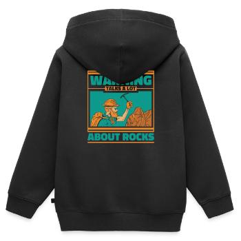 Géologie Géologue Roches Pierre Géo Minéral - Sweat Premium à capuche zippé enfant bio - noir - Dos - AI Model Kid Male (0cm)