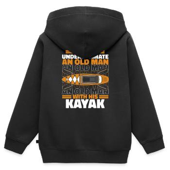 Kajak Kayak Kayaking - Sweat Premium à capuche zippé enfant bio - noir - Dos - AI Model Kid Male (0cm)