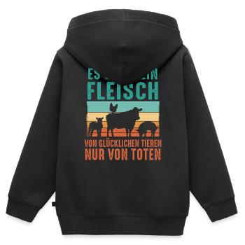 Vegetarier Veganer Tierschutz Tierrecht Veggie - Kinder Premium Organic Zip Hoodie - Schwarz - Hinten - AI Model Kid Male (0cm)