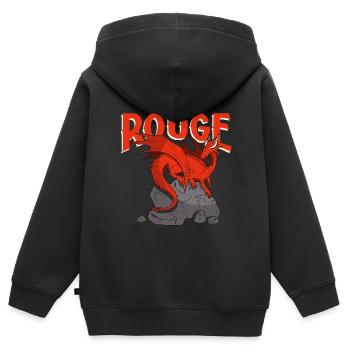 Dragon Rouge sur un Rocher - Sweat Premium à capuche zippé enfant bio - noir - Dos - AI Model Kid Male (0cm)