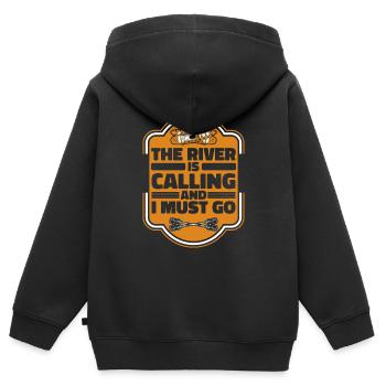 Kajak Kayak Kayaking - Sweat Premium à capuche zippé enfant bio - noir - Dos - AI Model Kid Male (0cm)