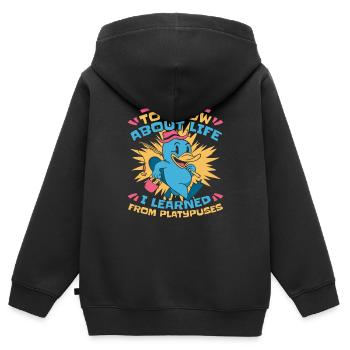 Ornithorynque - Sweat Premium à capuche zippé enfant bio - noir - Dos - AI Model Kid Male (0cm)